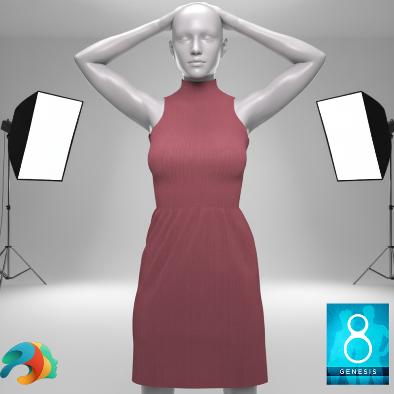Long Neck Dress for Genesis 8 Female 3D Model .c4d .max .obj .3ds .fbx .stl .blend