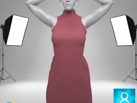 Vestido Longo Gola para Genesis 8 Feminino Modelo 3D