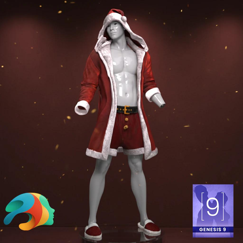 Male Santa Outfit for Genesis 9 3D Model .c4d .max .obj .3ds .fbx .stl .blend