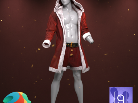 Male Santa Outfit for Genesis 9 3D Model