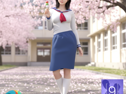 Sailor School Uniform for Genesis 9 3D मॉडल