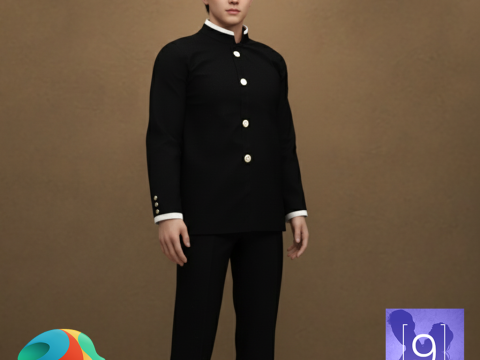 Gakuran-Uniform for Genesis 9 3D Model