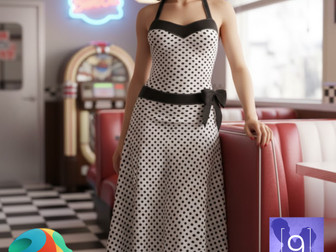 Sweetheart Dress for Genesis 9 Modelo 3D