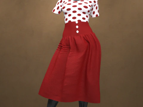 Polka-Dot Dress for Genesis 9 3D Model