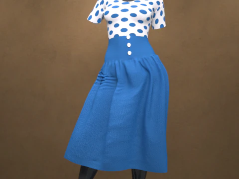 Polka-Dot Dress for Genesis 9 3D Model