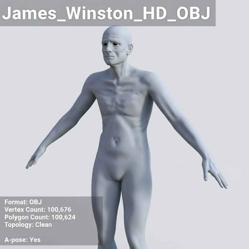 Базовая модель Genesis 9 — пожилой мужчина 3D Модель .c4d .max .obj .3ds .fbx .stl .blend