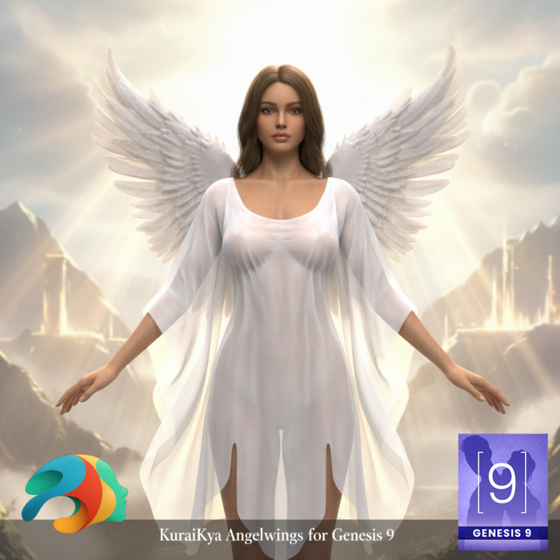 KuraiKya Angelwings for Genesis 9 3D Modell .c4d .max .obj .3ds .fbx .stl .blend