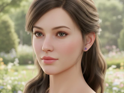 창세기 9장 보라색 꽃 귀걸이 3D 모델