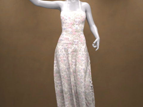 Sommer Long Dress OBJ Freebie 3D 模型