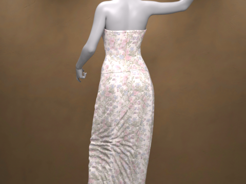 Sommer Long Dress OBJ Freebie 3D Model