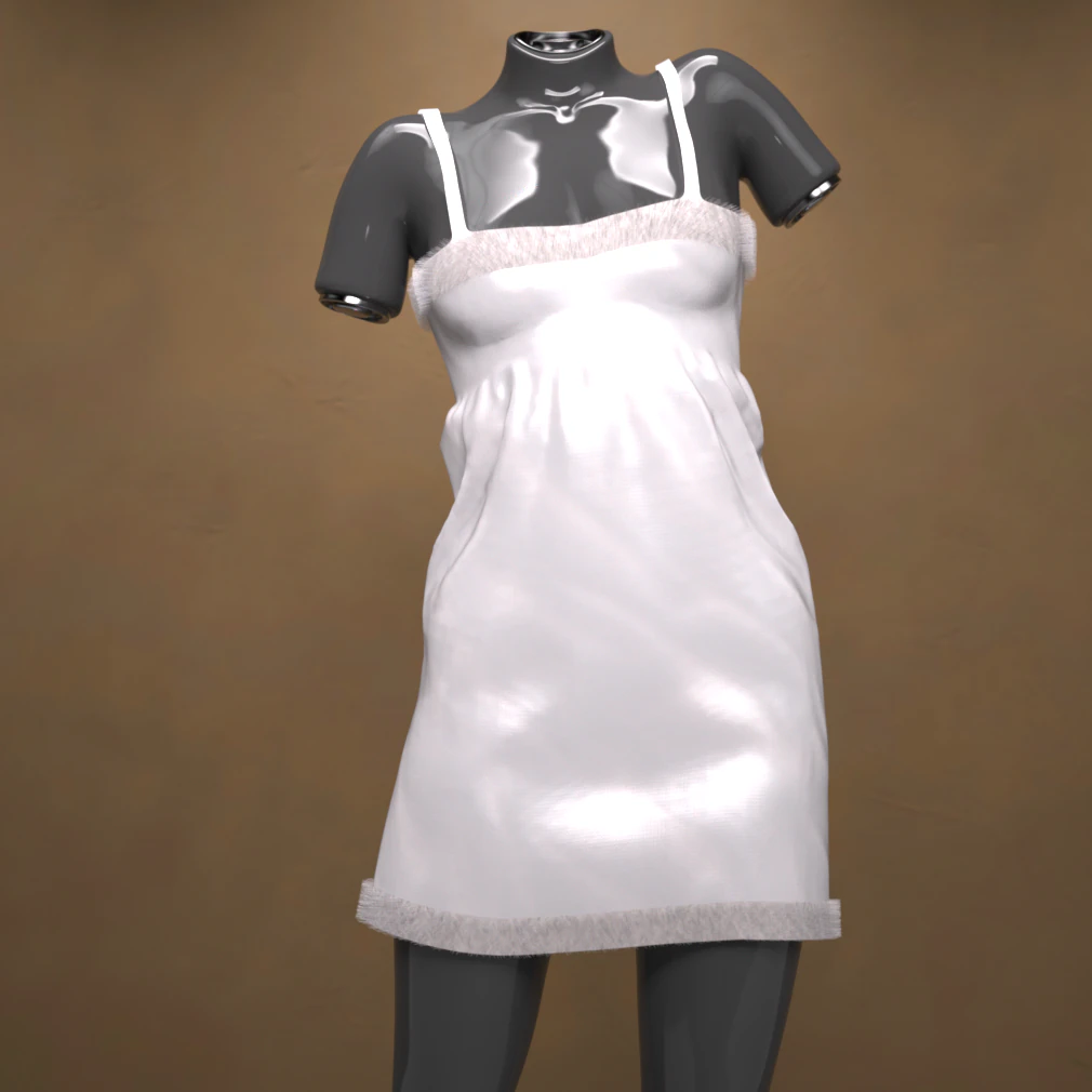 Fluffy Nightdress for Genesis 9 3D Model .c4d .max .obj .3ds .fbx .stl .blend 