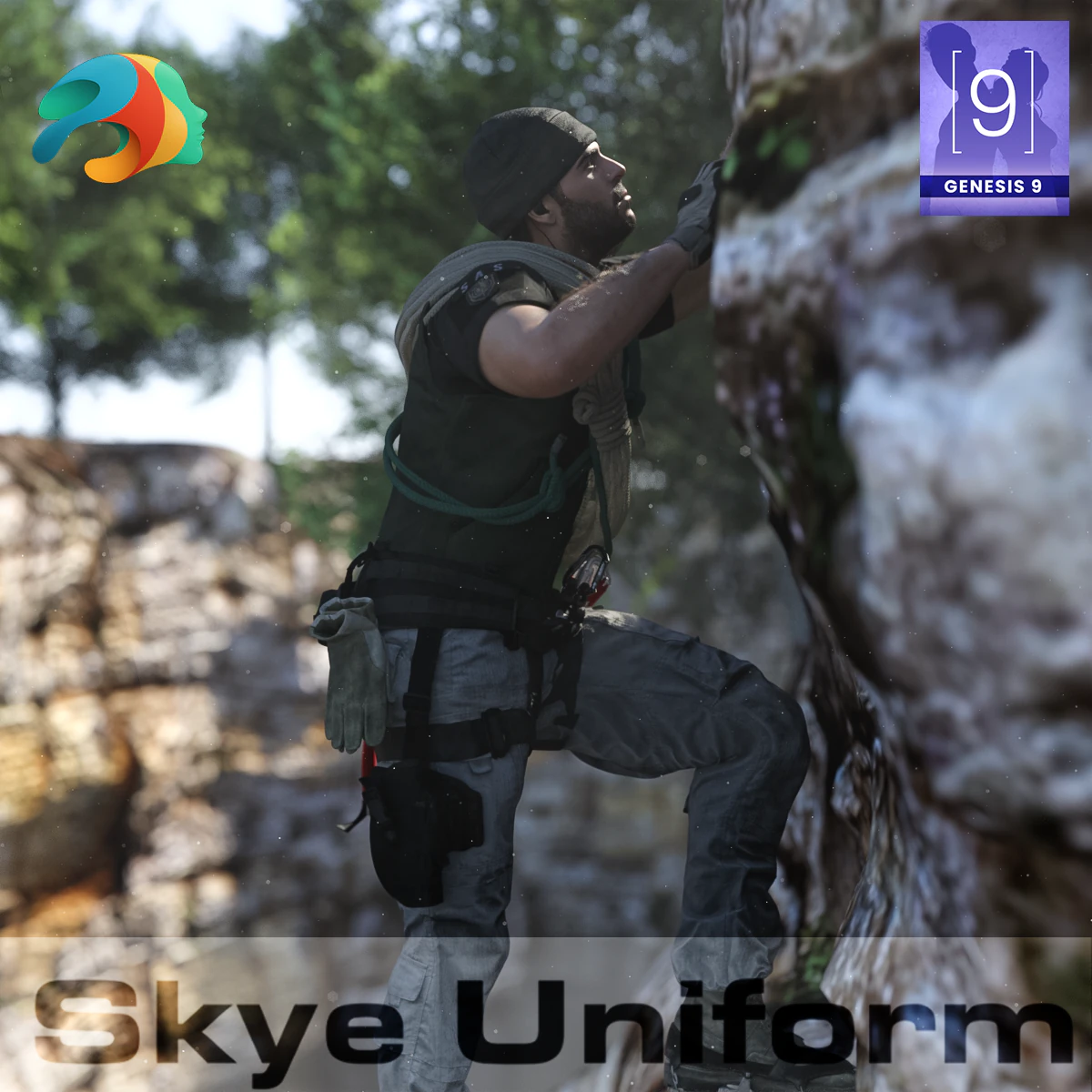 Skye Uniform dForce for Genesis 9 3D Model .c4d .max .obj .3ds .fbx .stl .blend 