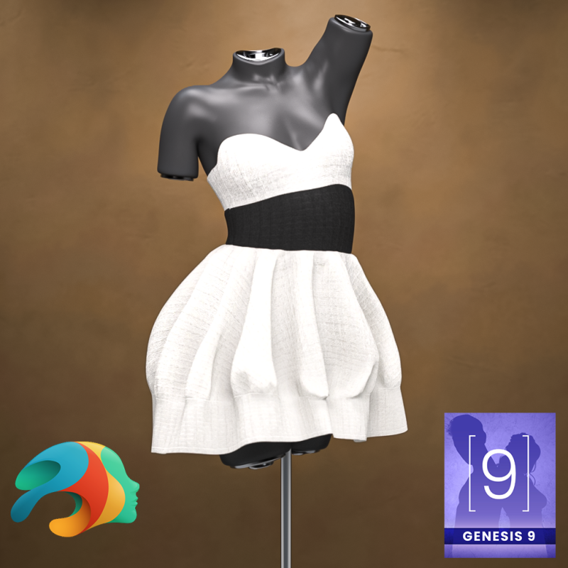 Airelyn Dress for Genesis 9 3D Model .c4d .max .obj .3ds .fbx .stl .blend