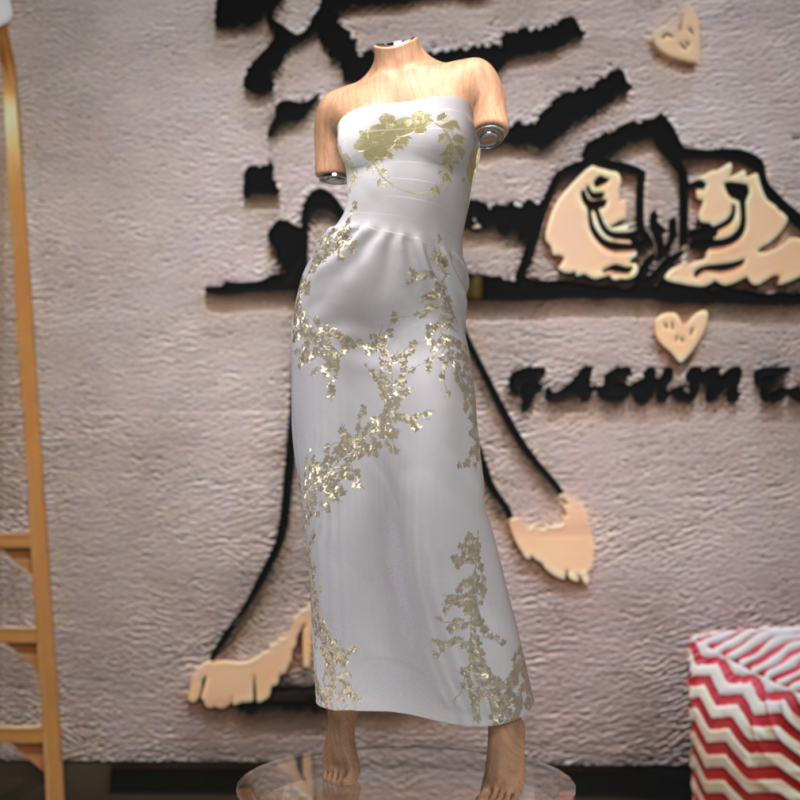 Сукня Golden Leafs для Genesis 9 3D Модель .c4d .max .obj .3ds .fbx .stl .blend