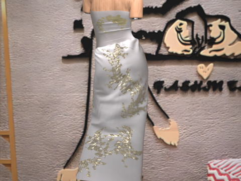 Сукня Golden Leafs для Genesis 9 3D Модель