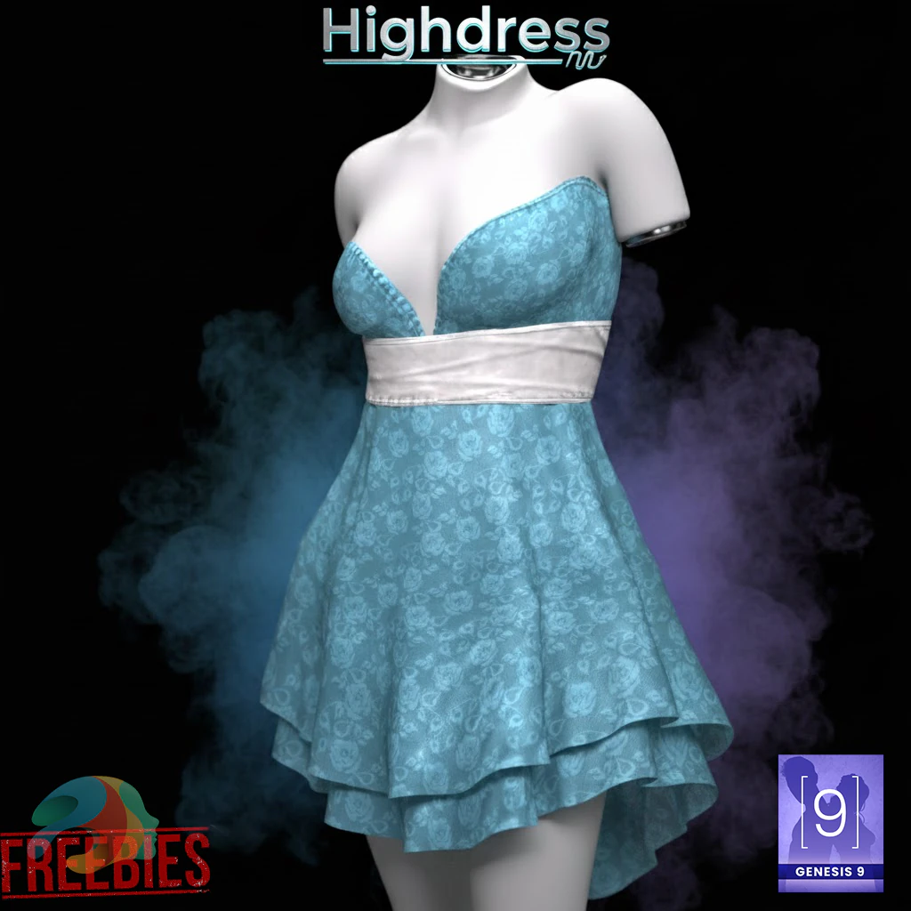 Highdress for G9 Freebie 3D Model .c4d .max .obj .3ds .fbx .stl .blend 