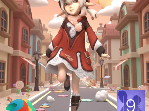 Karakter Clover Full Toon untuk Kejadian 9 Model 3D