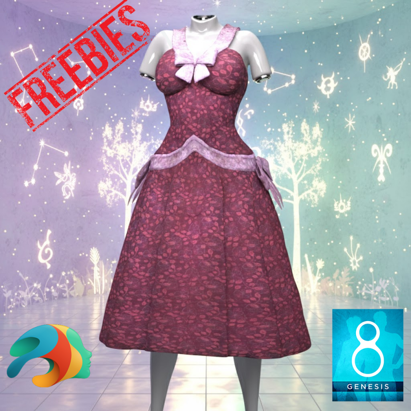 Sprookjesachtige jurk voor G8 Freebie 3D Model .c4d .max .obj .3ds .fbx .stl .blend 