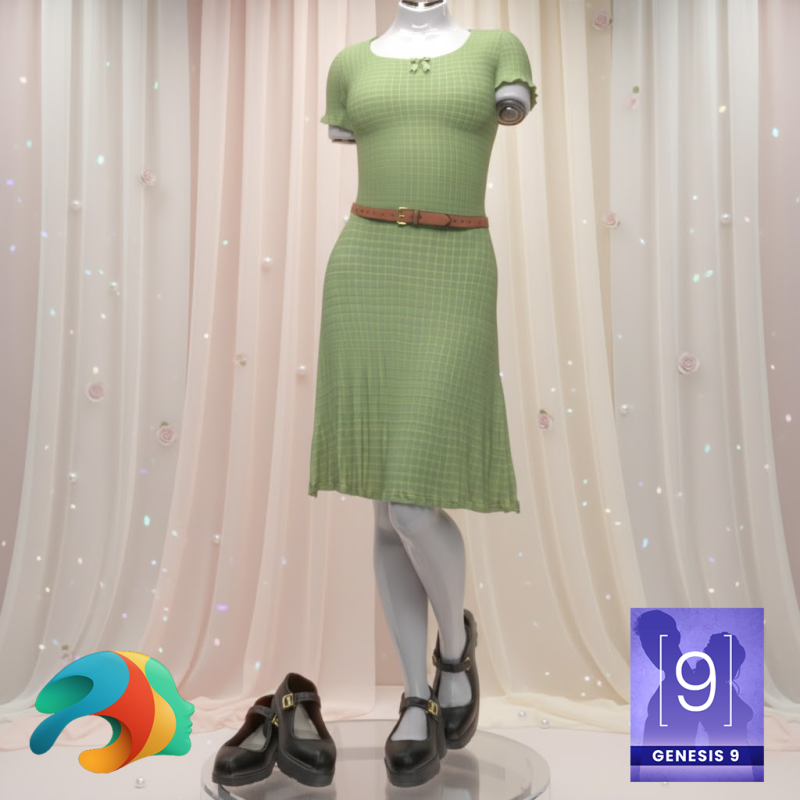 Genesis 9 女用柔软荷叶边套装 3D 模型 .c4d .max .obj .3ds .fbx .stl .blend 