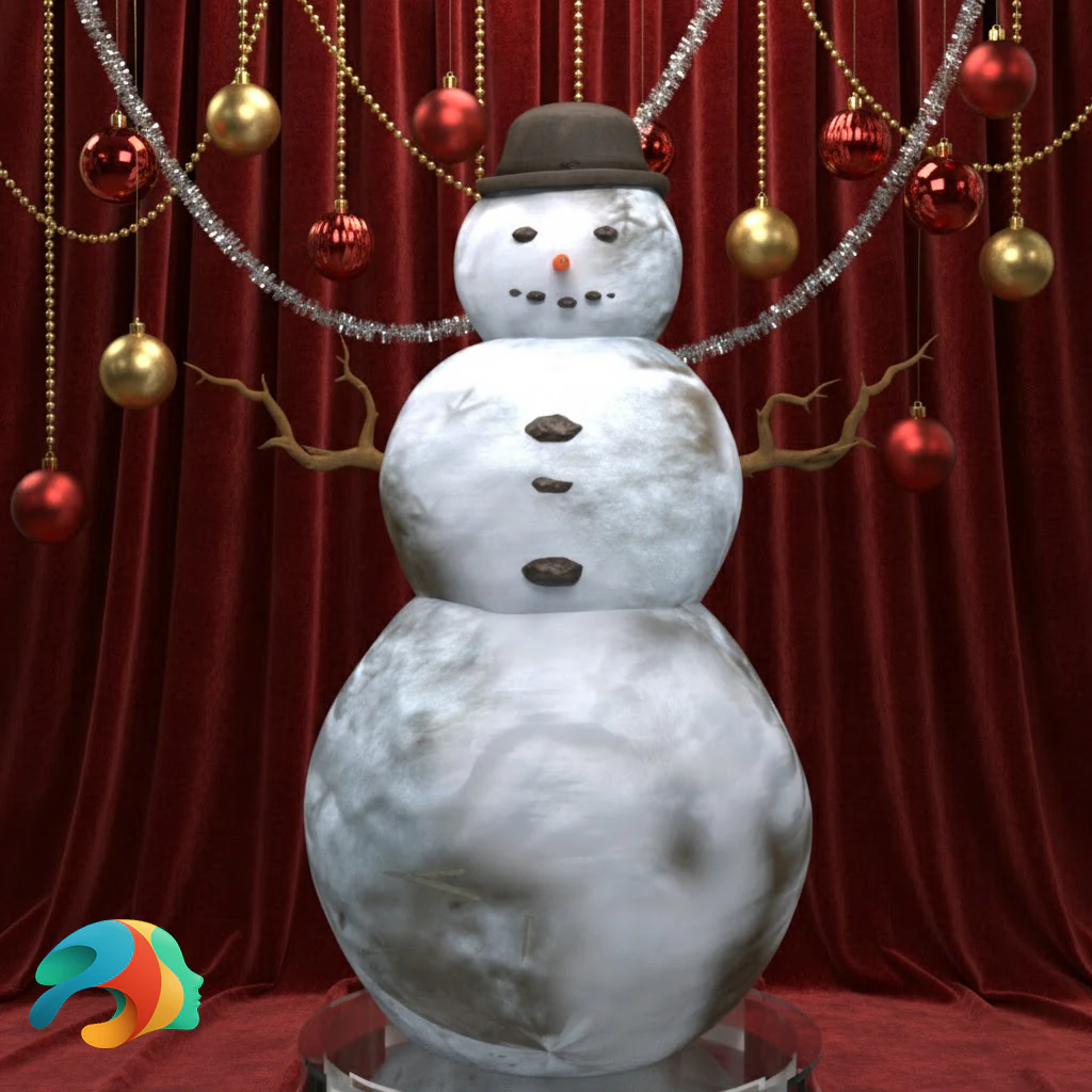Snowman Prop for Daz 3D Model .c4d .max .obj .3ds .fbx .stl .blend 