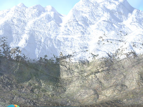 Зимовий пейзаж річки гори 3D Модель