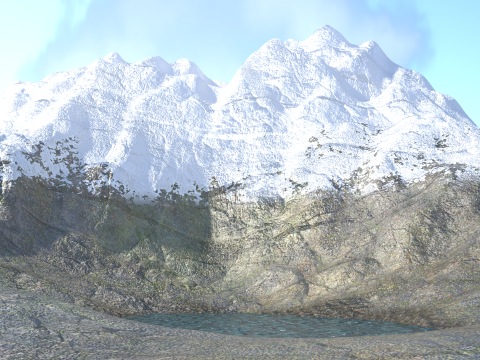 Mount River Winter Landscape 3D Model