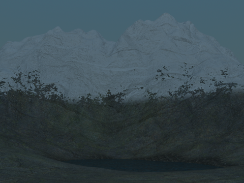 Mount River Winter Landscape 3D Model