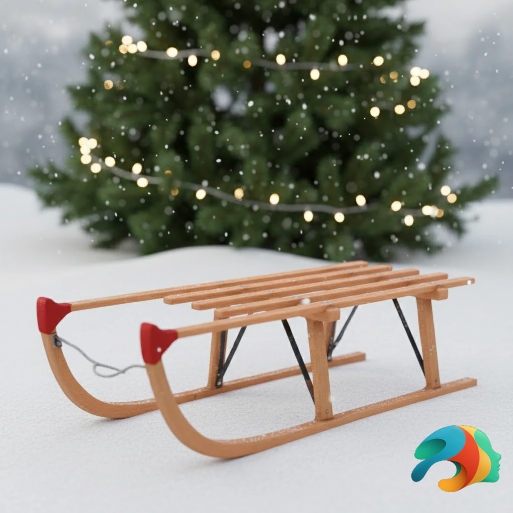Wooden Sled Prop 3D Model .c4d .max .obj .3ds .fbx .stl .blend 