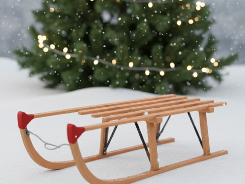 Drewniany rekwizyt do sań Model 3D