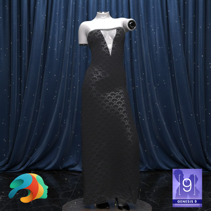 Mondscheinkleid-Outfit für Genesis 9 3D Modell .c4d .max .obj .3ds .fbx .stl .blend 
