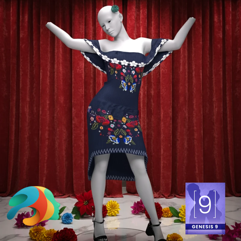 Traje de vestir mexicano para G&eacute;nesis 9 Modelo 3D .c4d .max .obj .3ds .fbx .stl .blend 