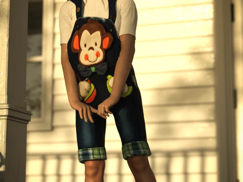 Monkey Overall Outfit for Genesis 9 3D Model
