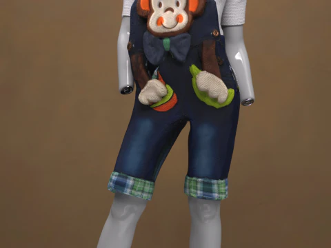 Monkey Overall Outfit for Genesis 9 3D Model