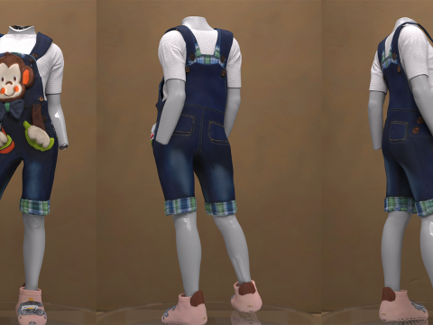 Genesis 9 の猿のオーバーオール衣装 3Dモデル