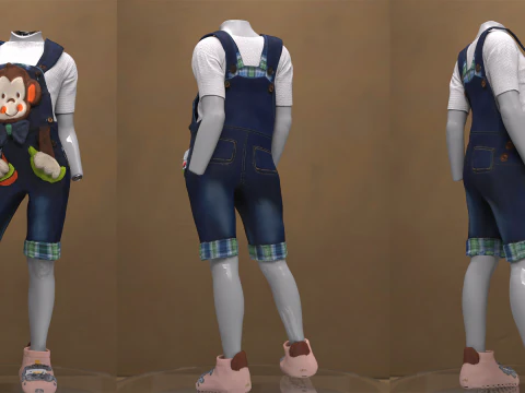 Monkey Overall Outfit for Genesis 9 3D Model