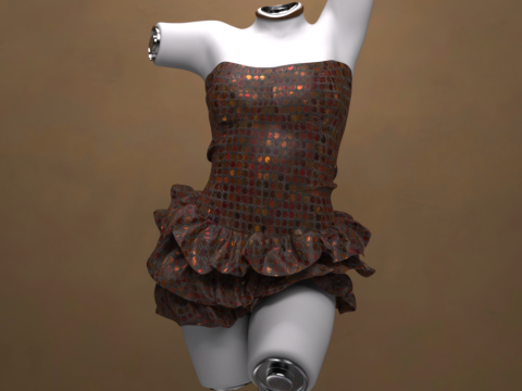 Багатобарвна міні-сукня для комплекту G8 Female 3D Модель