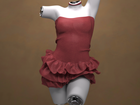 Багатобарвна міні-сукня для комплекту G8 Female 3D Модель