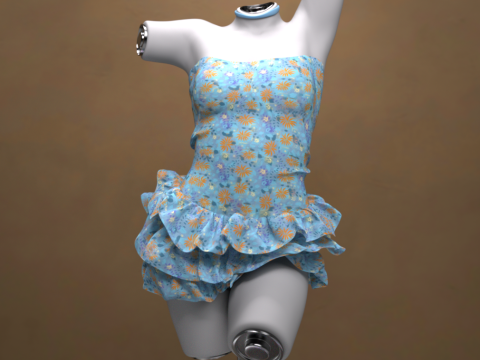 Багатобарвна міні-сукня для комплекту G8 Female 3D Модель