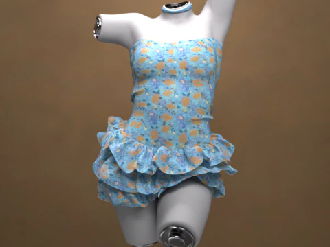 Multicolor Mini Dress Outfit for G8 Female Bundle 3D Model