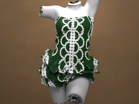 Багатобарвна міні-сукня для комплекту G8 Female 3D Модель