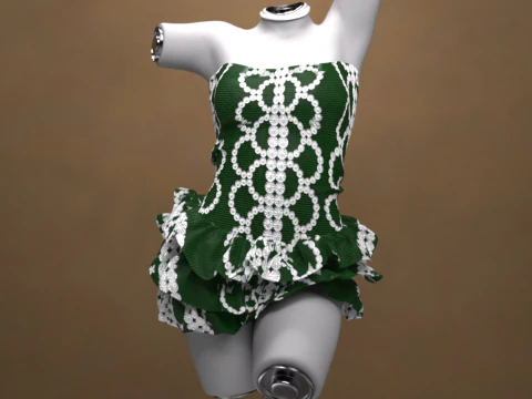 Multicolor Mini Dress Outfit for G8 Female Bundle 3D Model