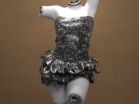 Багатобарвна міні-сукня для комплекту G8 Female 3D Модель