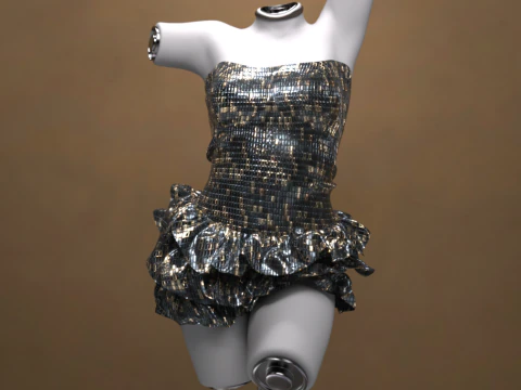 Multicolor Mini Dress Outfit for G8 Female Bundle 3D Model