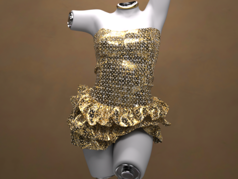 Багатобарвна міні-сукня для комплекту G8 Female 3D Модель