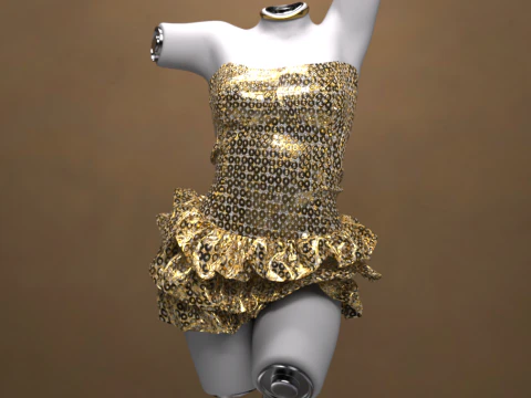 Multicolor Mini Dress Outfit for G8 Female Bundle 3D Model