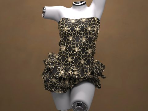 Багатобарвна міні-сукня для комплекту G8 Female 3D Модель