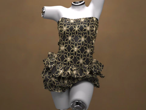 Multicolor Mini Dress Outfit for G8 Female Bundle 3D Model
