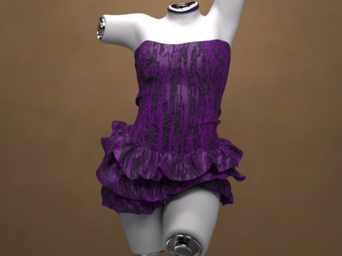 Багатобарвна міні-сукня для комплекту G8 Female 3D Модель