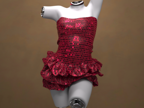 Багатобарвна міні-сукня для комплекту G8 Female 3D Модель