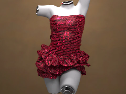 Multicolor Mini Dress Outfit for G8 Female Bundle 3D Model